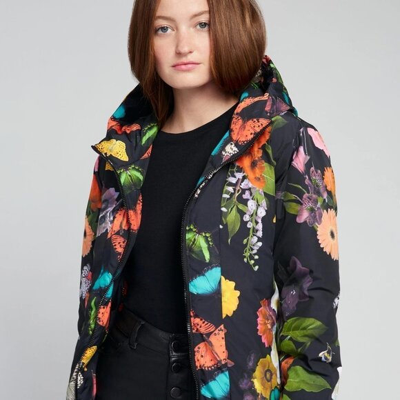 Alice + Olivia Durham Floral Leopard Print Reversible Puffer Jacket - Picture 3 of 12